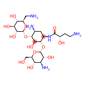 (2S)-4-amino-N-{5-amino-2-[(3-amino-3-deoxyhexopyranosyl)oxy]-4-[(6-amino-6-deoxyhexopyranosyl)oxy]-3-hydroxycyclohexyl}-2-hydroxybutanamide