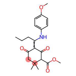 Cyclohexanecarboxylic acid, 5-[1-[(4-methoxyphenyl)amino]butylidene]-2,2-dimethyl-4,6-dioxo-, methyl ester