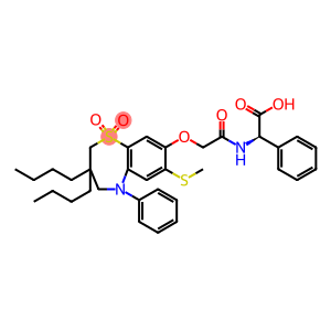 Benzeneacetic acid, α-[[2-[[3,3-dibutyl-2,3,4,5-tetrahydro-7-(methylthio)-1,1-dioxido-5-phenyl-1,5-benzothiazepin-8-yl]oxy]acetyl]amino]-, (αR)-