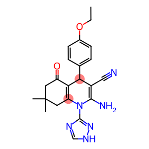 2-amino-4-(4-ethoxyphenyl)-7,7-dimethyl-5-oxo-1-(1H-1,2,4-triazol-3-yl)-1,4,5,6,7,8-hexahydro-3-quinolinecarbonitrile