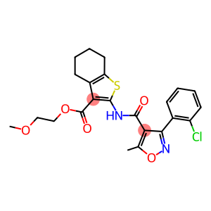 2-methoxyethyl 2-({[3-(2-chlorophenyl)-5-methyl-4-isoxazolyl]carbonyl}amino)-4,5,6,7-tetrahydro-1-benzothiophene-3-carboxylate