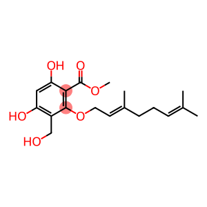 Benzoic acid, 2-[[(2E)-3,7-dimethyl-2,6-octadien-1-yl]oxy]-4,6-dihydroxy-3-(hydroxymethyl)-, methyl ester