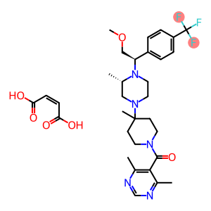 1-[(4,6-Dimethyl-5-pyrimidinyl)carbonyl]-4-[(3S)-4-[(1R)-2-methoxy-1-[4-(trifluoromethyl)phenyl]ethyl]-3-methyl-1-piperazinyl]-4-methylpiperidine (2Z)-2-butenedioate                                     VicrivirocMalate