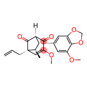 Bicyclo[3.2.1]oct-3-ene-2,8-dione, 3-methoxy-7-(7-methoxy-1,3-benzodioxol-5-yl)-6-methyl-5-(2-propenyl)-, [1S-(6-endo,7-exo)]- (9CI)