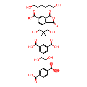 Isophthalic acid, terephthalic acid, trimellitic anhydride, ethylene glycol, 1,6-hexanediol, neopentyl glycol polymer
