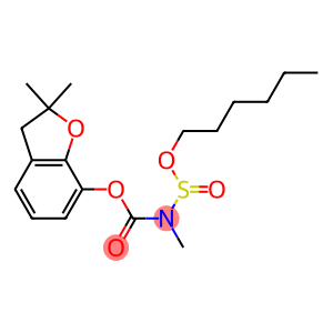 Carbamic acid, [(hexyloxy)sulfinyl]methyl-, 2,3-dihydro-2,2-dimethyl-7-benzofuranyl ester (9CI)