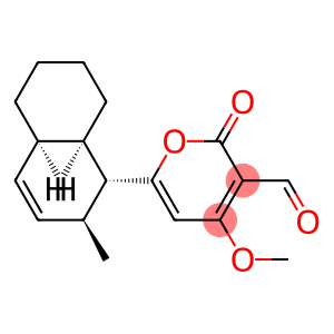 2-Oxo-4-methoxy-6-(2β-methyl-1,2,4aα,5,6,7,8,8aα-octahydronaphthalene-1α-yl)-2H-pyran-3-carbaldehyde