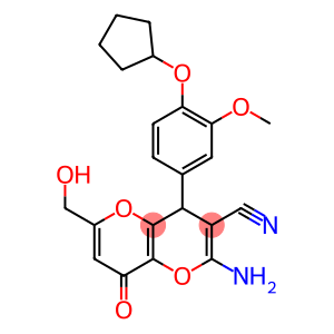 2-amino-4-[4-(cyclopentyloxy)-3-methoxyphenyl]-6-(hydroxymethyl)-8-oxo-4,8-dihydropyrano[3,2-b]pyran-3-carbonitrile