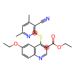 ethyl 4-[(3-cyano-4,6-dimethyl-2-pyridinyl)sulfanyl]-6-ethoxy-3-quinolinecarboxylate