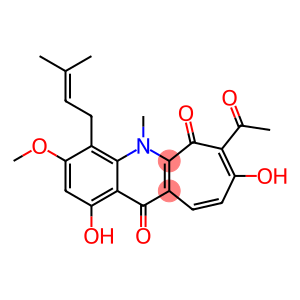 7-Acetyl-1,8-dihydroxy-3-methoxy-5-methyl-4-(3-methyl-2-butenyl)-5H-cyclohepta[b]quinoline-6,11-dione