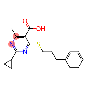 2-cyclopropyl-4-methyl-6-[(3-phenylpropyl)thio]pyrimidine-5-carboxylic acid