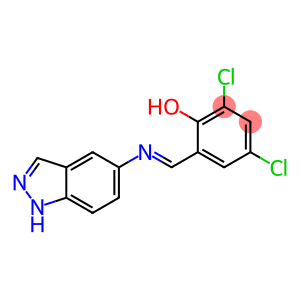 2,4-dichloro-6-[(1H-indazol-5-ylimino)methyl]phenol