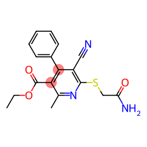 ethyl 6-[(2-amino-2-oxoethyl)sulfanyl]-5-cyano-2-methyl-4-phenylnicotinate