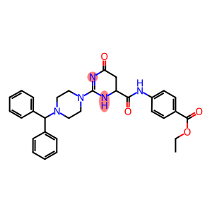 ETHYL 4-(2-(4-BENZHYDRYLPIPERAZIN-1-YL)-6-OXO-3,4,5,6-TETRAHYDROPYRIMIDINE-4-CARBOXAMIDO)BENZOATE