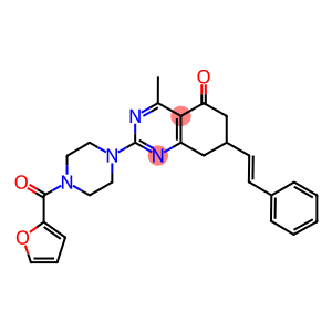 (E)-2-(4-(FURAN-2-CARBONYL)PIPERAZIN-1-YL)-4-METHYL-7-STYRYL-7,8-DIHYDROQUINAZOLIN-5(6H)-ONE