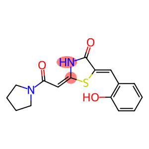 5-(2-hydroxybenzylidene)-2-(2-oxo-2-tetrahydro-1H-pyrrol-1-ylethylidene)-1,3-thiazolan-4-one