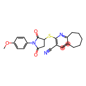 2-{[1-(4-methoxyphenyl)-2,5-dioxo-3-pyrrolidinyl]sulfanyl}-6,7,8,9-tetrahydro-5H-cyclohepta[b]pyridine-3-carbonitrile