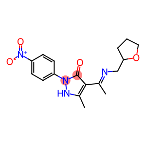 2-{4-nitrophenyl}-5-methyl-4-[N-(tetrahydro-2-furanylmethyl)ethanimidoyl]-1,2-dihydro-3H-pyrazol-3-one
