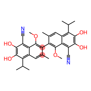 6,6',7,7'-Tetrahydroxy-1,1'-dimethoxy-5,5'-diisopropyl-3,3'-dimethyl-2,2'-binaphthalene-8,8'-dicarbonitrile
